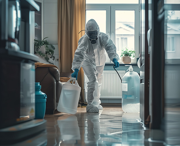 Intervention de décontamination après sinistre